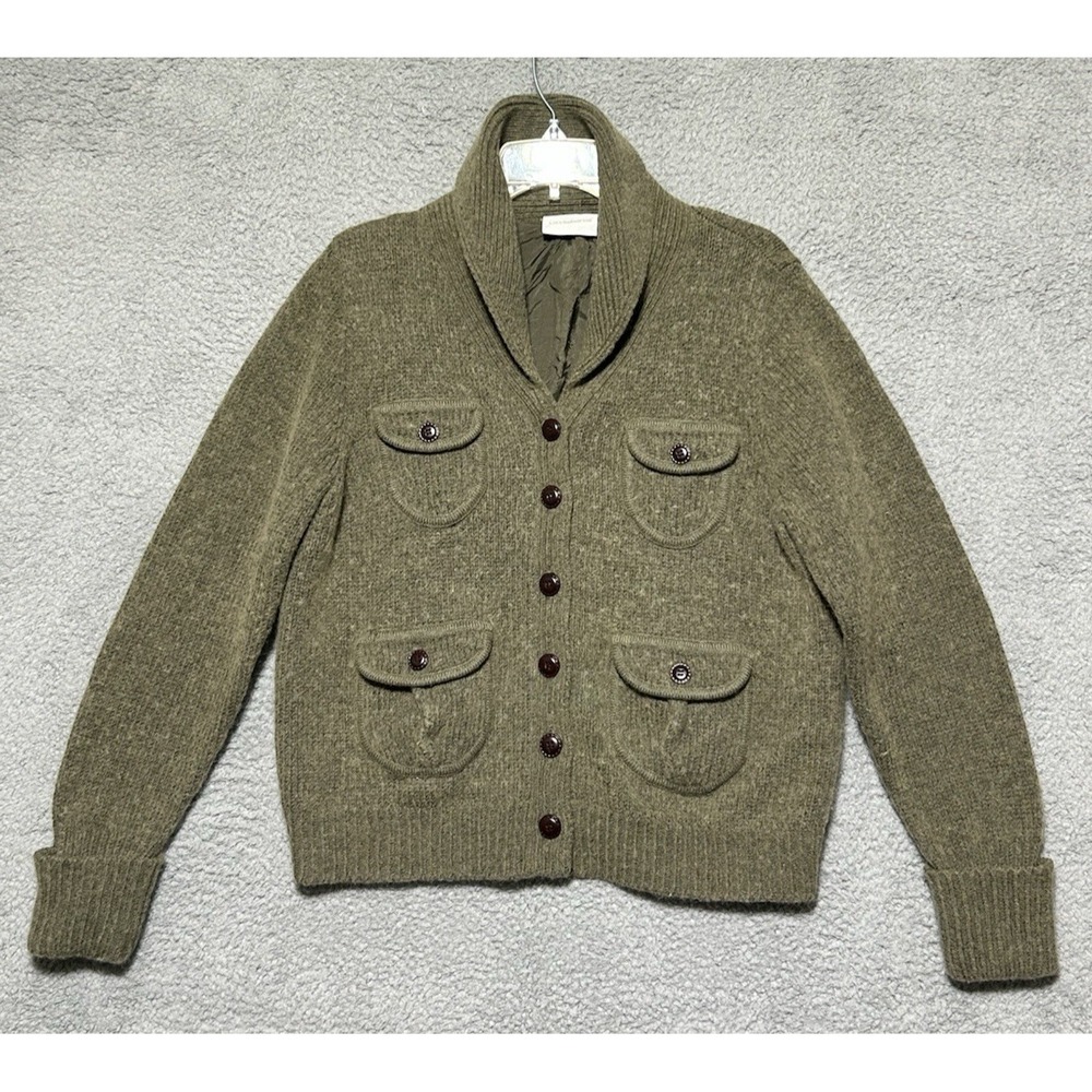Liz Claiborne Company Womens Large Wool Polyester Brownish Green Sweater Buttons